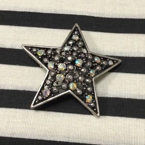Silver Star Rhinestone Brooch